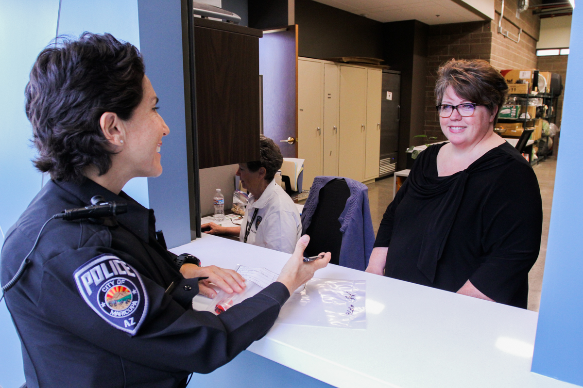 officers at the property and evidence window