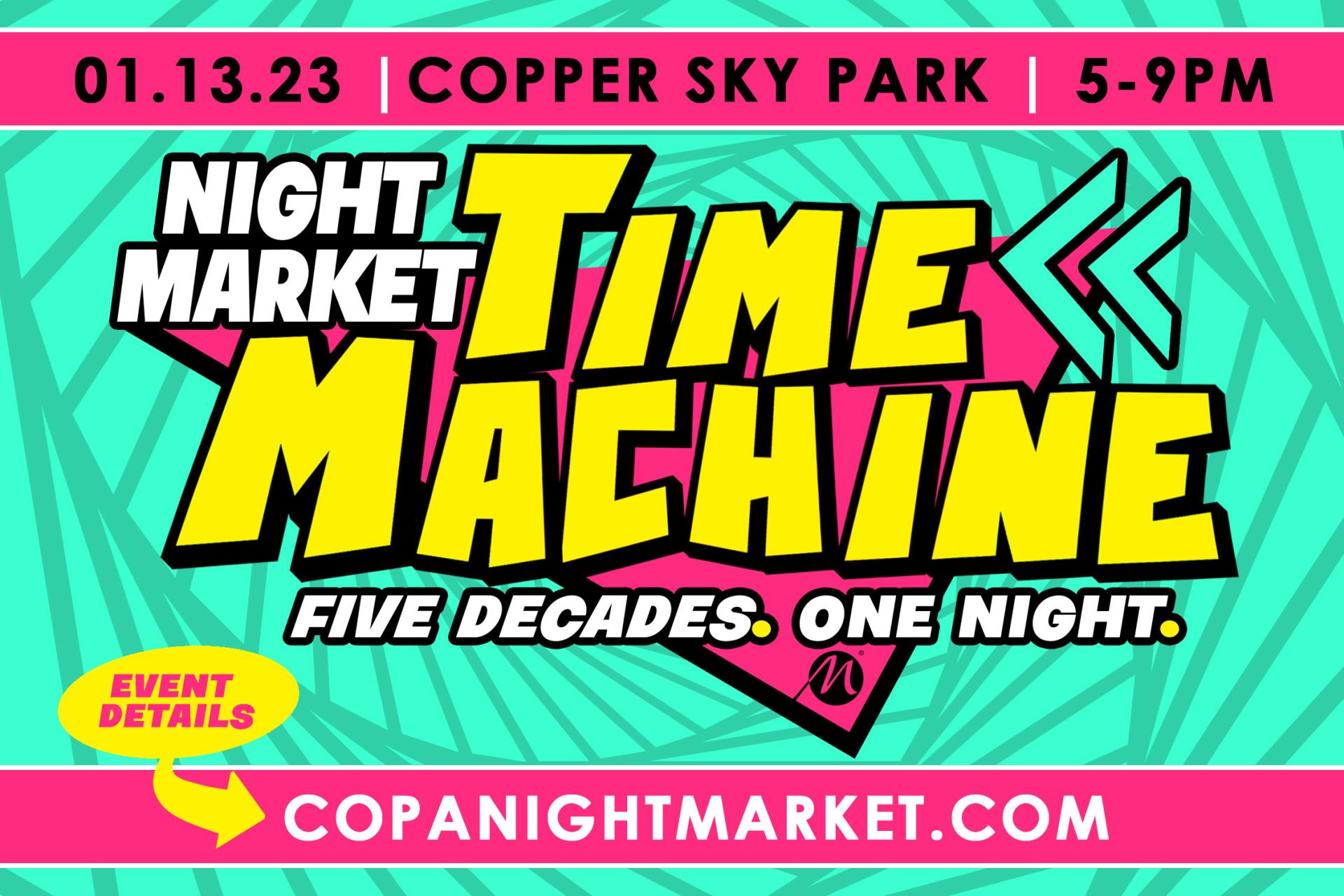 Night Market Time Machine Logo - InMaricopa Ad